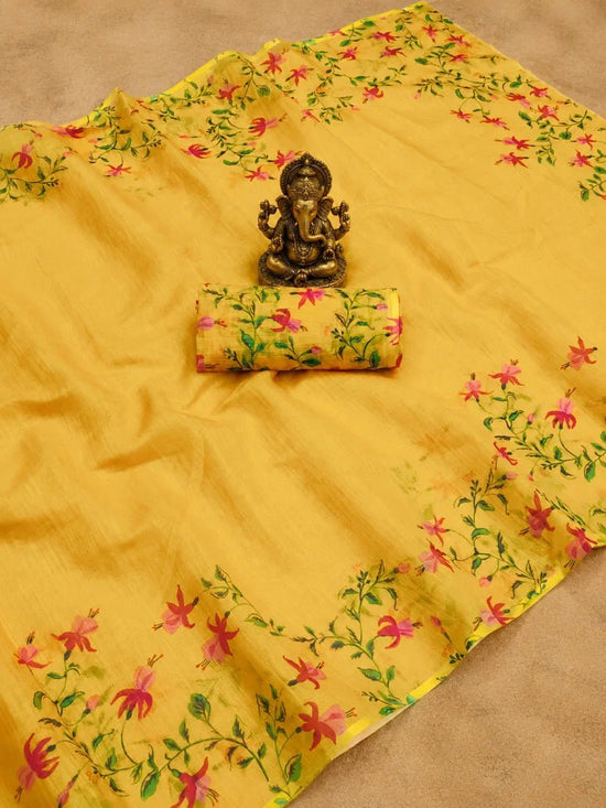 amrah-wholesale-scmg-flora-g-linen-floral-printed-saree-surat - Amrah Wholesale