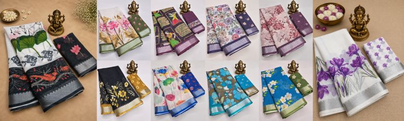 Amrah Wholesale Scmg Flora M Soft Linen Floral Print Party Wear Saree