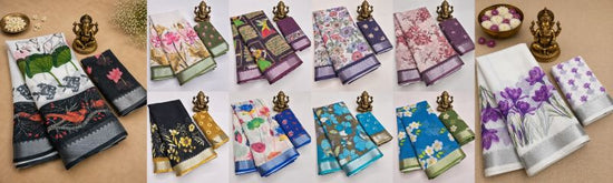 Amrah Wholesale Scmg Flora M Soft Linen Floral Print Party Wear Saree