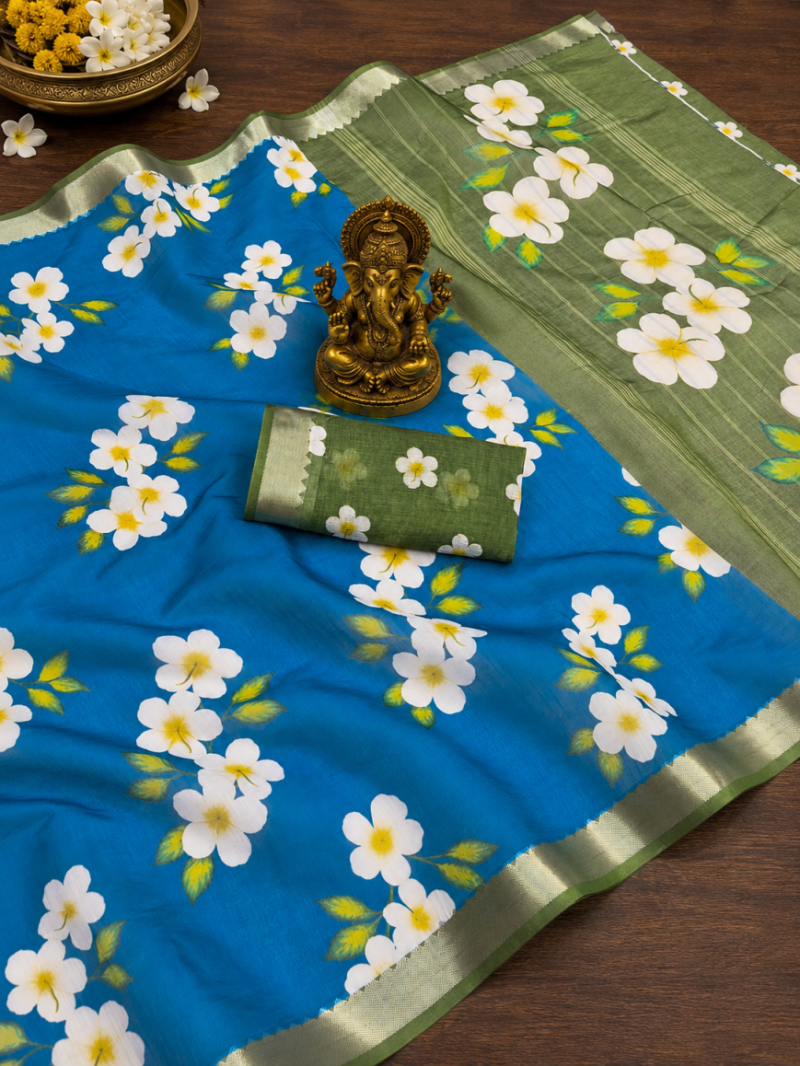 Amrah Wholesale Scmg Flora M Soft Linen Floral Print Party Wear Saree
