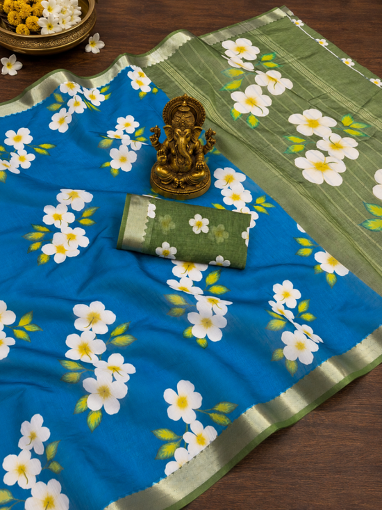 Amrah Wholesale Scmg Flora M Soft Linen Floral Print Party Wear Saree