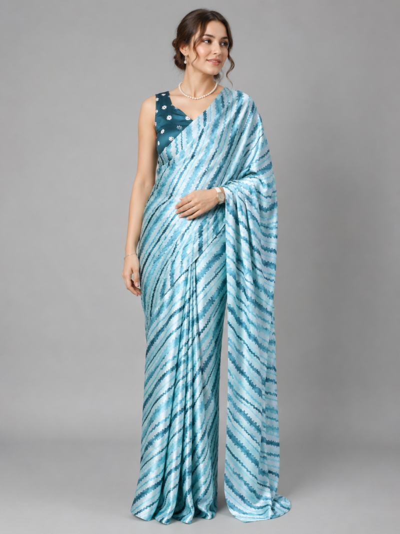 Amrah Wholesale Sf Leheriya Japan Satin Printed Saree