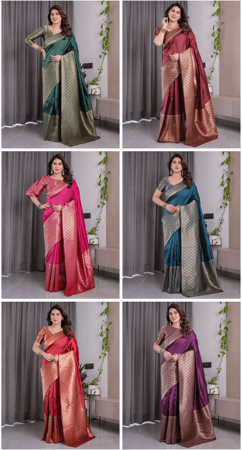 Amrah Wholesale Sh Jcq 06 Soft Lichi Silk Saree - Amrah Wholesale