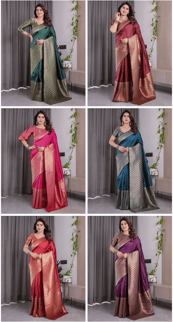 Amrah Wholesale Sh Jcq 06 Soft Lichi Silk Saree - Amrah Wholesale