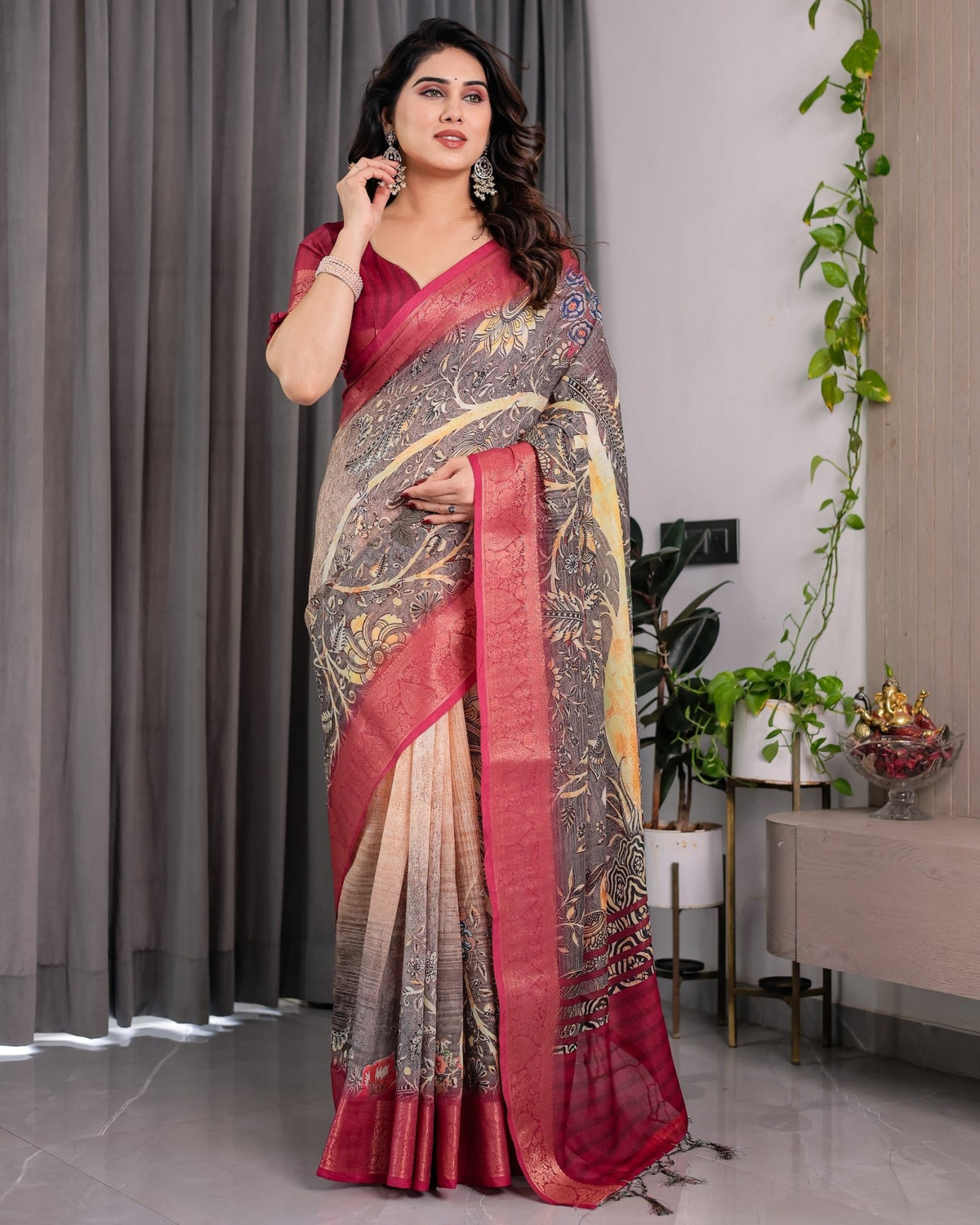 Amrah Wholesale Sh LJ 01 To 07 Handloom Linen Saree - Amrah Wholesale