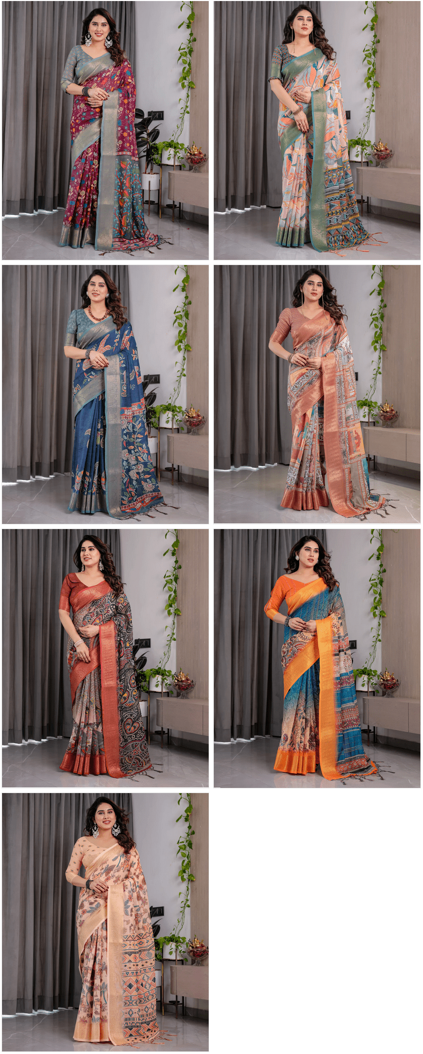 Amrah Wholesale Sh LJ 08 To 14 Handloom Linen Saree - Amrah Wholesale