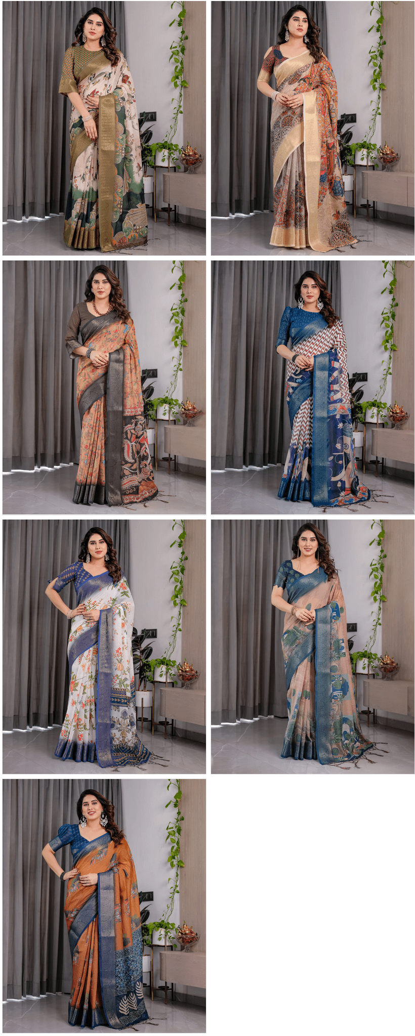 Amrah Wholesale Sh LJ 15 To 21 Handloom Linen Saree - Amrah Wholesale