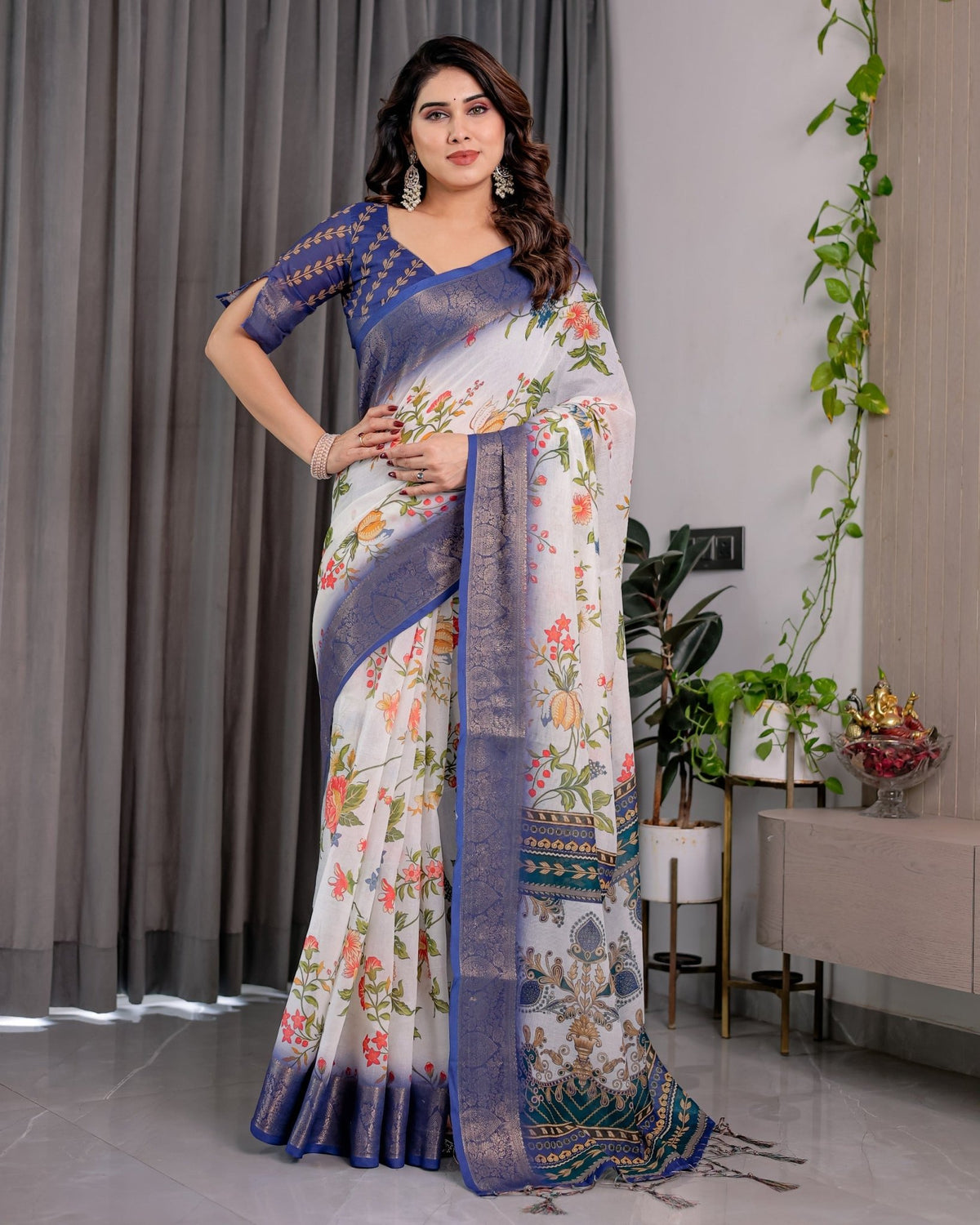 Amrah Wholesale Sh LJ 15 To 21 Handloom Linen Saree - Amrah Wholesale