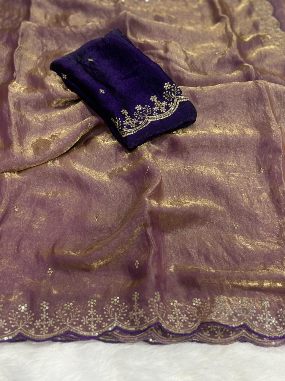 Amrah Wholesale Shradha Ah Fendi Satin Sequence Party Wear Saree - Amrah Wholesale