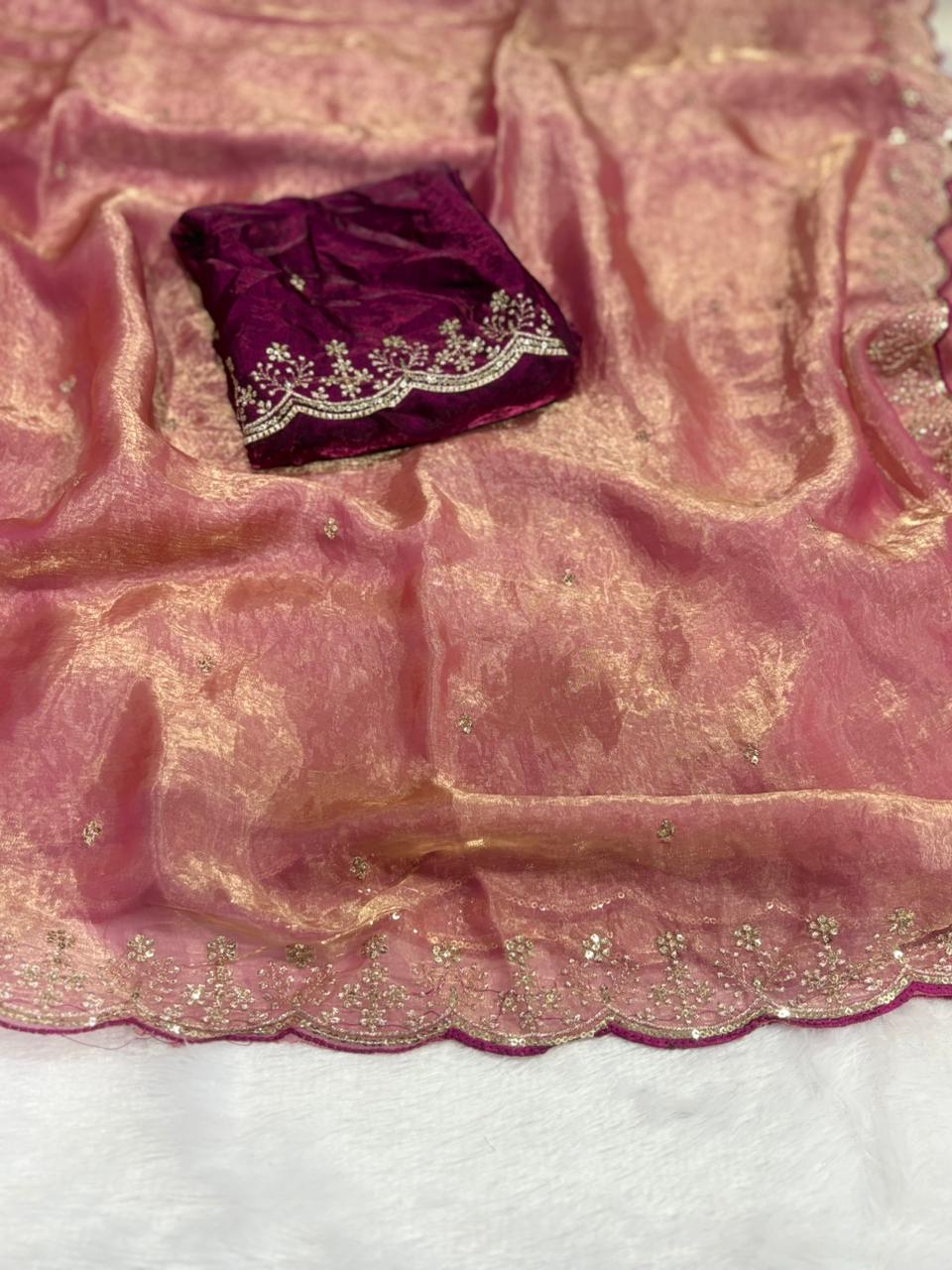 Amrah Wholesale Shradha Ah Fendi Satin Sequence Party Wear Saree - Amrah Wholesale