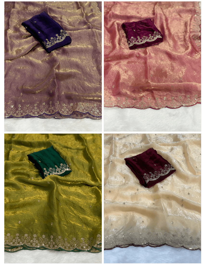 Amrah Wholesale Shradha Ah Fendi Satin Sequence Party Wear Saree - Amrah Wholesale