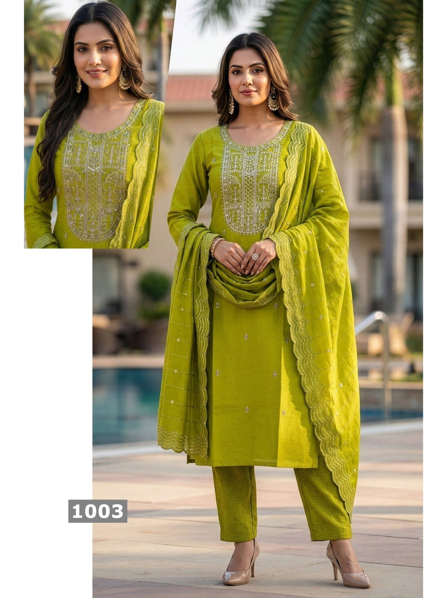 Amrah Wholesale Shree D No 1001 To 08 Barlin Kurti Pant Dupatta Set - Amrah Wholesale