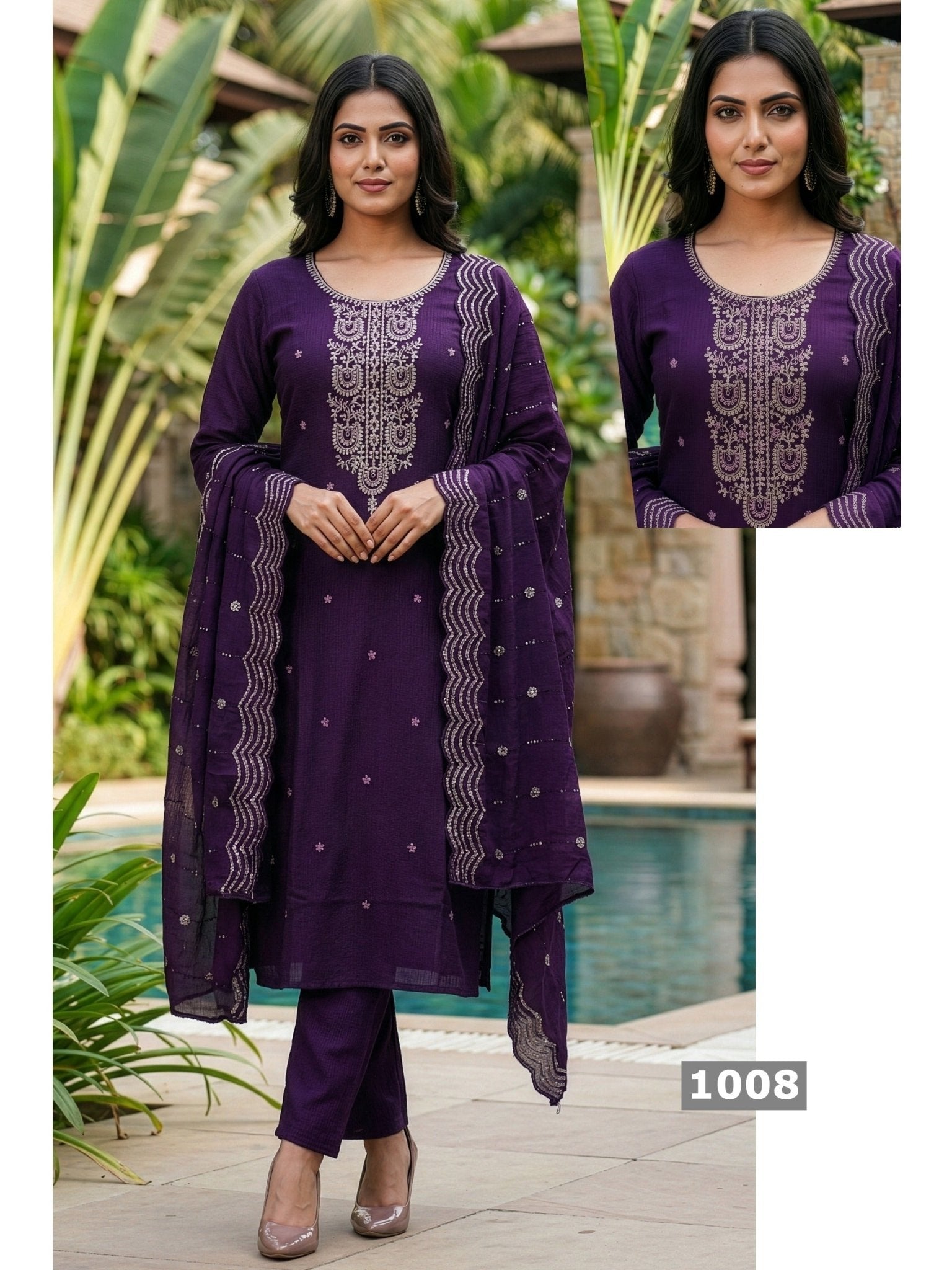 Amrah Wholesale Shree D No 1001 To 08 Barlin Kurti Pant Dupatta Set - Amrah Wholesale