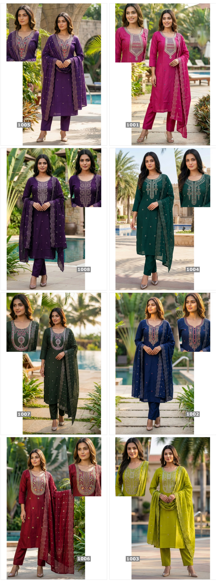 Amrah Wholesale Shree D No 1001 To 08 Barlin Kurti Pant Dupatta Set - Amrah Wholesale