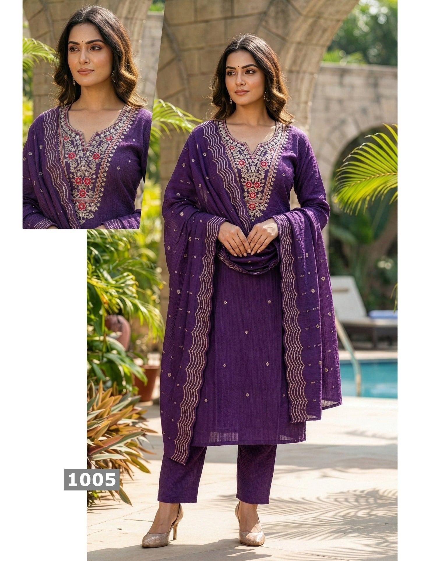 Amrah Wholesale Shree D No 1001 To 08 Barlin Kurti Pant Dupatta Set - Amrah Wholesale