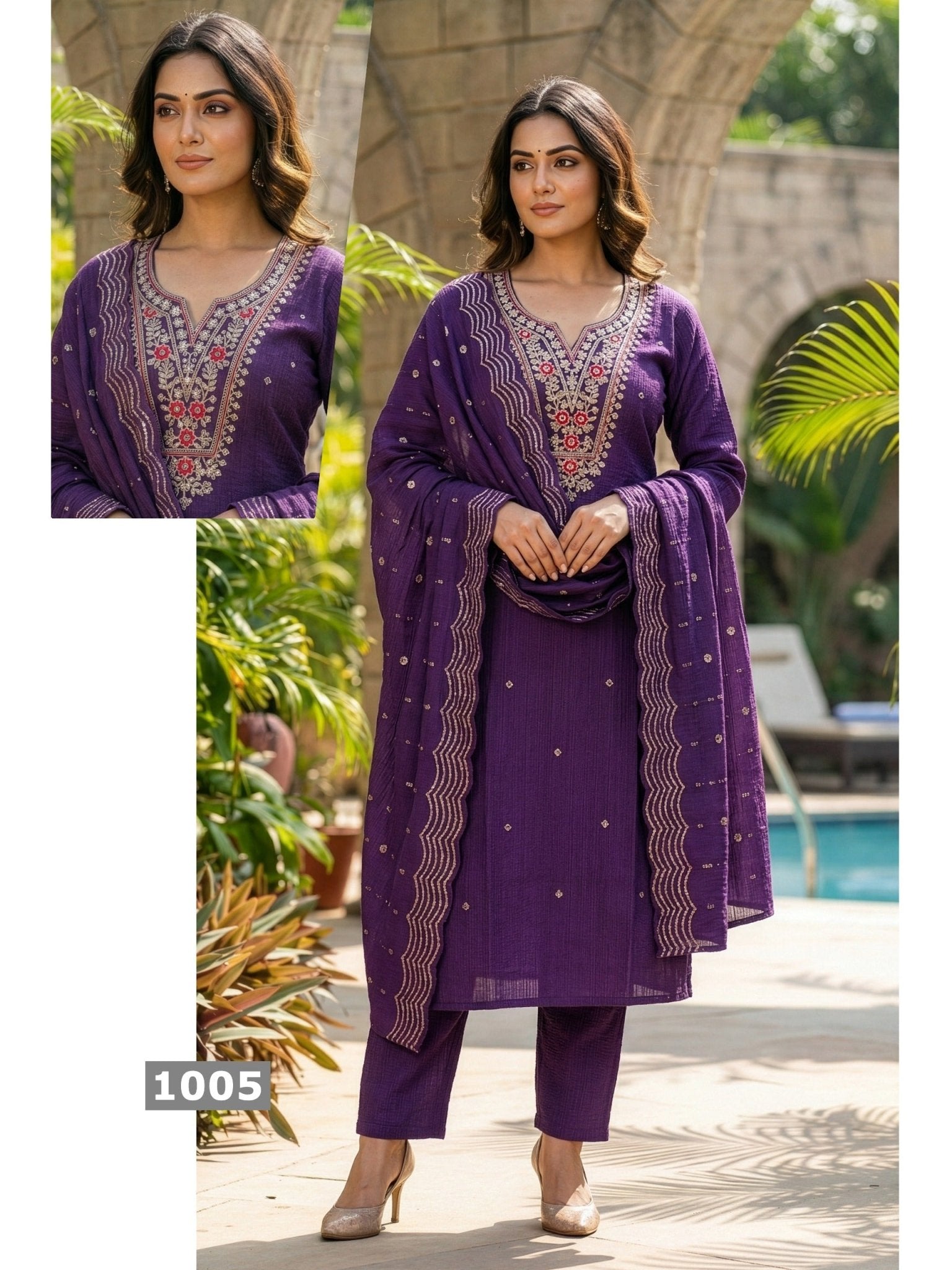 Amrah Wholesale Shree D No 1001 To 08 Barlin Kurti Pant Dupatta Set - Amrah Wholesale