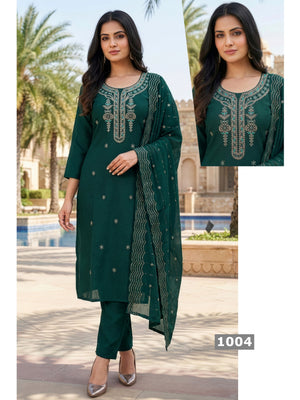 Amrah Wholesale Shree D No 1001 To 08 Barlin Kurti Pant Dupatta Set