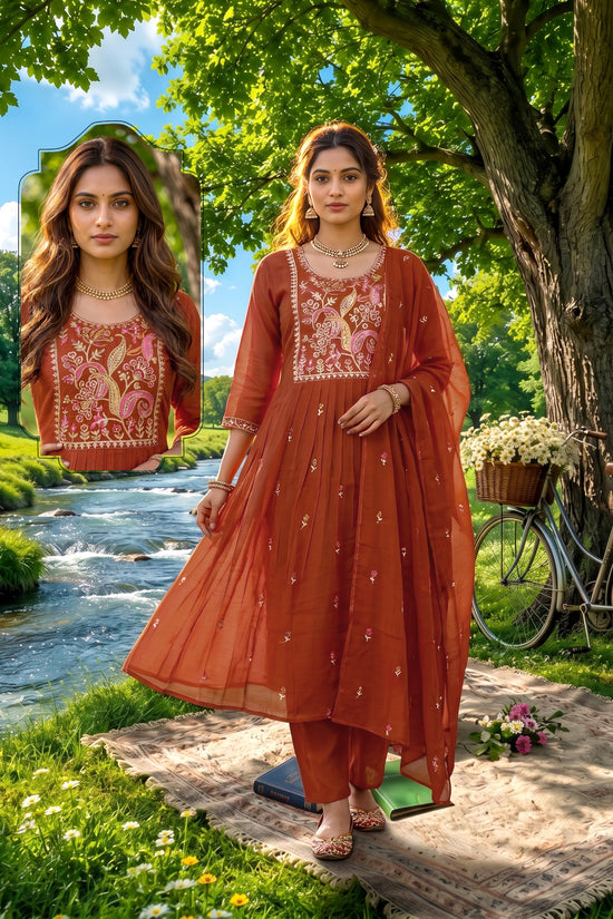 Amrah Wholesale Siddhi Vol 8 Mal Chanderi Embroidered Kurti Set