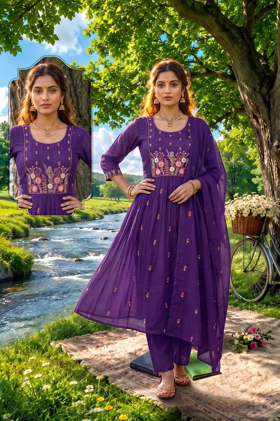 Amrah Wholesale Siddhi Vol 8 Mal Chanderi Embroidered Kurti Set