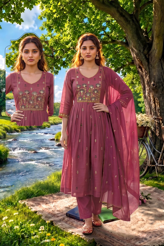 Amrah Wholesale Siddhi Vol 8 Mal Chanderi Embroidered Kurti Set