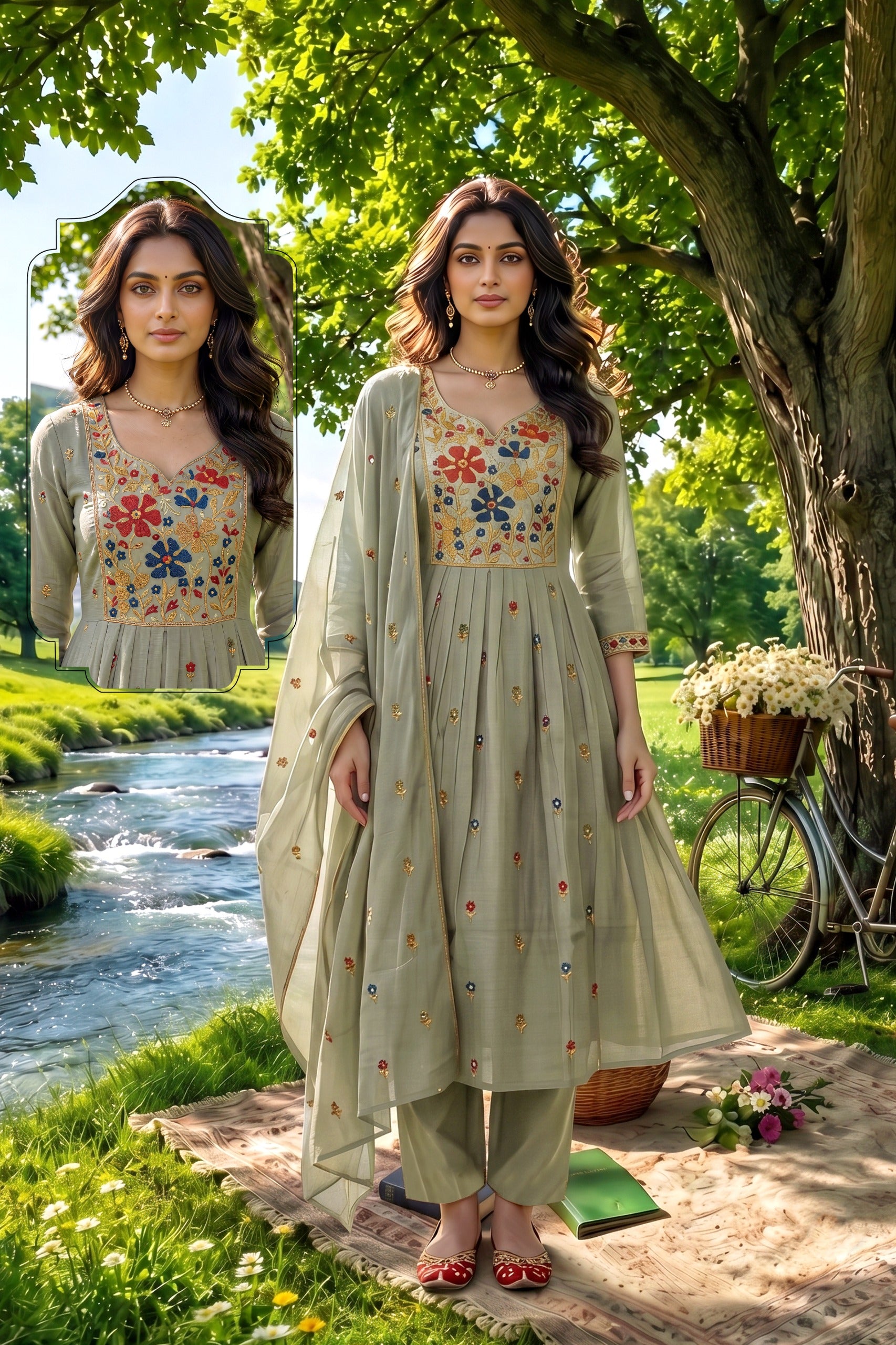 Amrah Wholesale Siddhi Vol 8 Mal Chanderi Embroidered Kurti Set