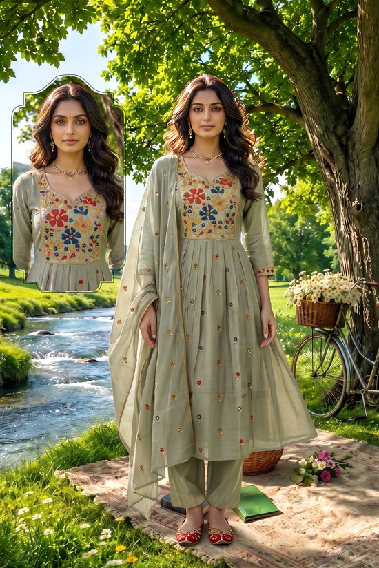 Amrah Wholesale Siddhi Vol 8 Mal Chanderi Embroidered Kurti Set