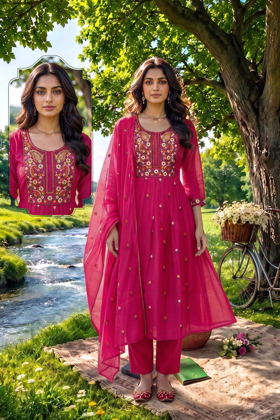 Amrah Wholesale Siddhi Vol 8 Mal Chanderi Embroidered Kurti Set