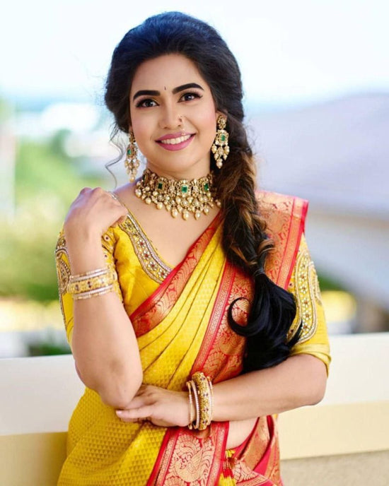 Amrah Wholesale Soft Silk 2092 Lichi Silk Jacquard Work Saree