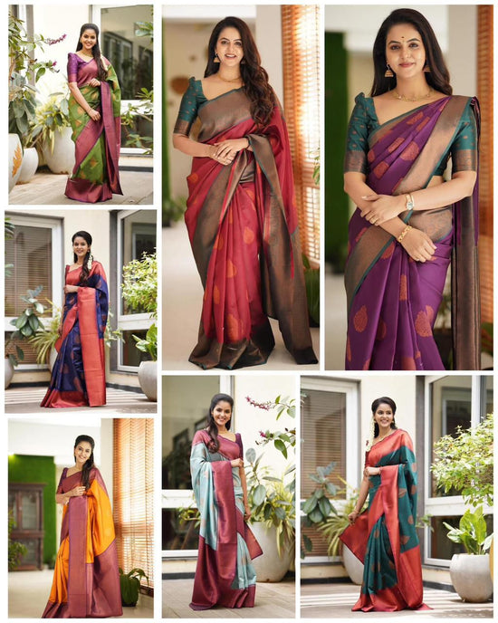 Amrah Wholesale Soft Silk 4059 Lichi Silk Jacquard Work Saree