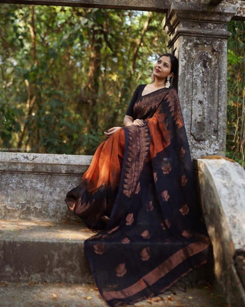 Amrah Wholesale Soft Silk 5053 Soft Linen Slab Saree