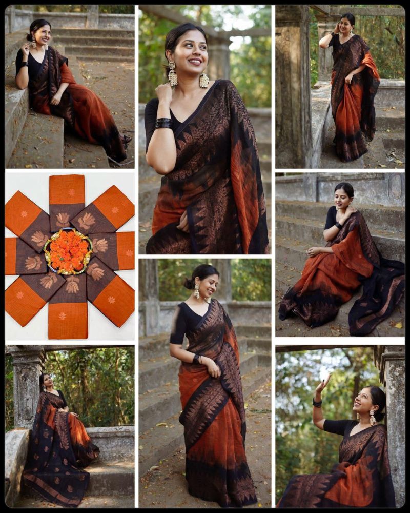 Amrah Wholesale Soft Silk 5053 Soft Linen Slab Saree