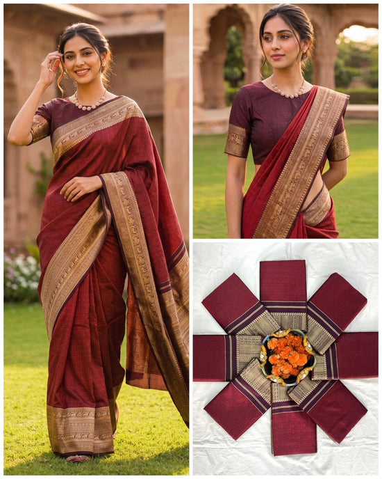 Amrah Wholesale Soft Silk 7007 Lichi Silk Jacquard Work Saree - Amrah Wholesale