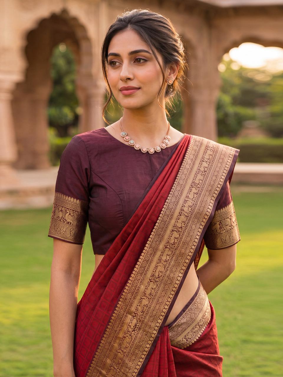 Amrah Wholesale Soft Silk 7007 Lichi Silk Jacquard Work Saree - Amrah Wholesale
