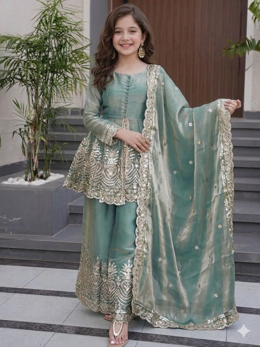 Amrah Wholesale St D No 122 Fandy Silk Girls Ethnic Dress