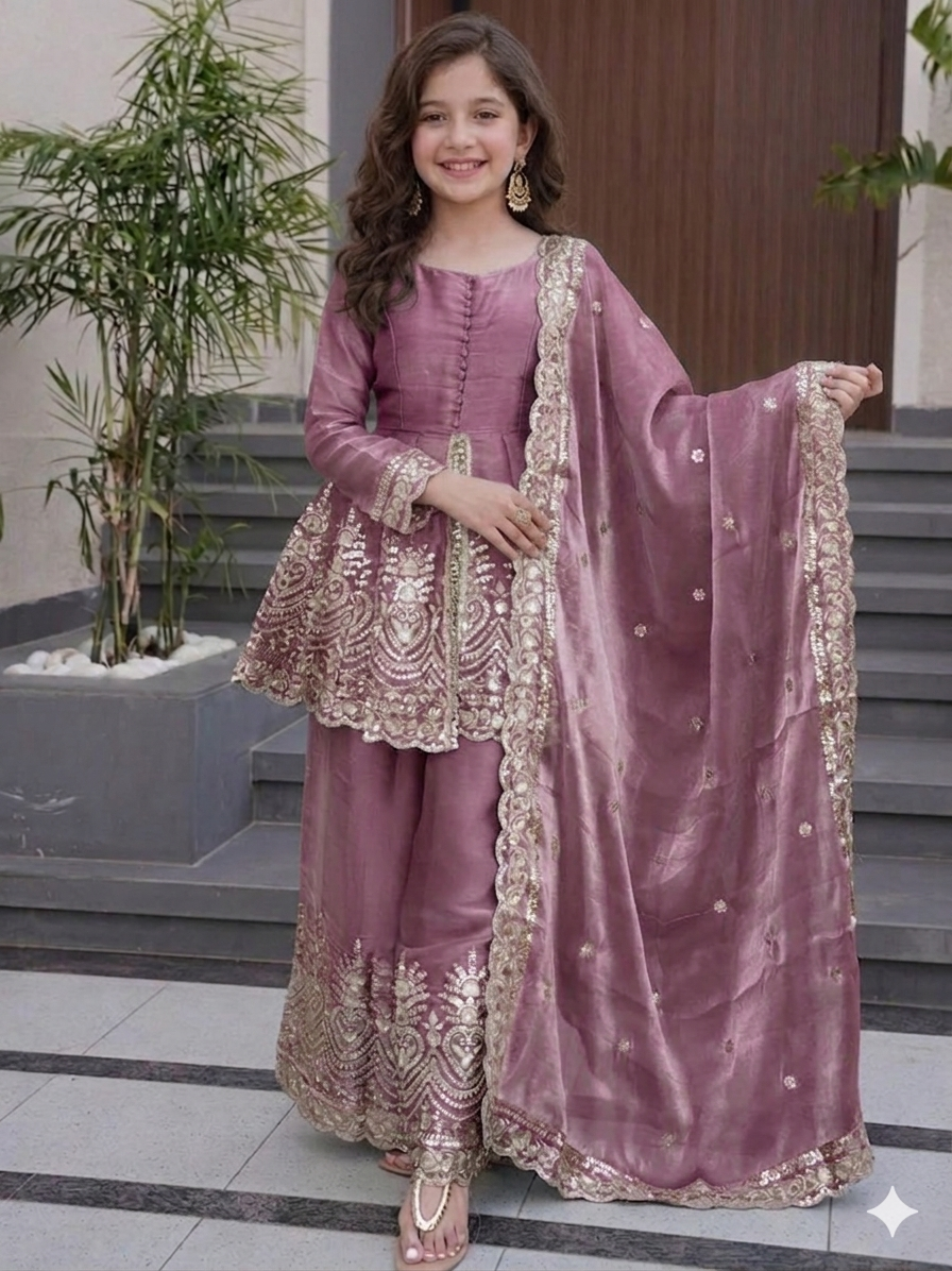 Amrah Wholesale St D No 122 Fandy Silk Girls Ethnic Dress