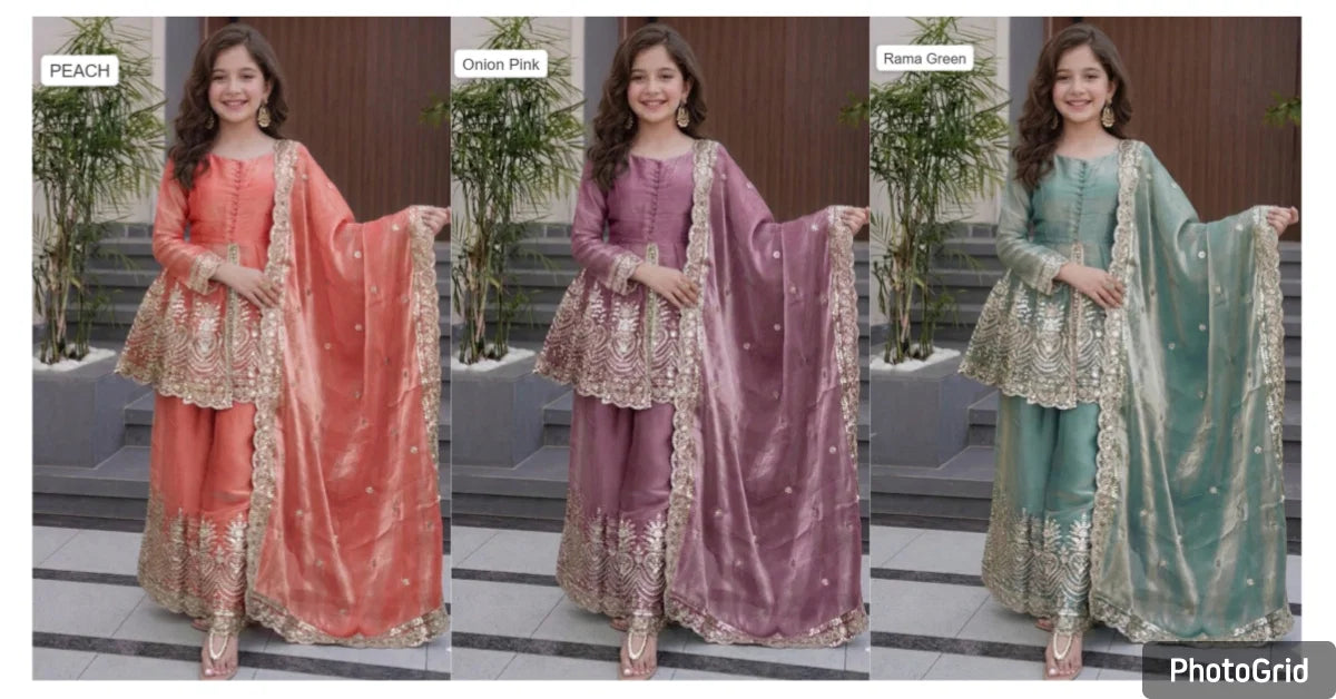 Amrah Wholesale St D No 122 Fandy Silk Girls Ethnic Dress