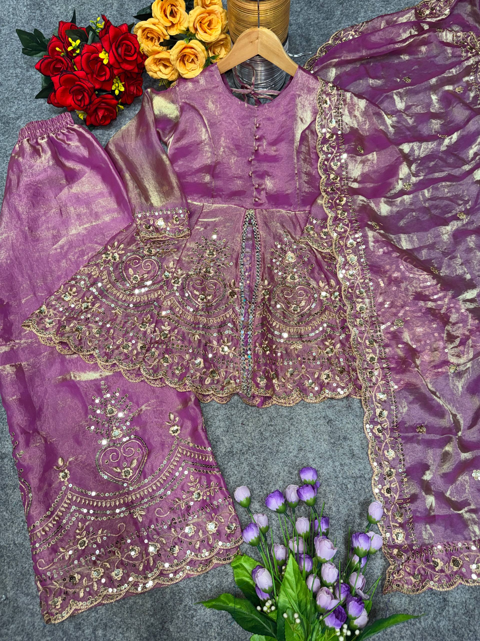 Amrah Wholesale St D No 122 Fandy Silk Girls Ethnic Dress