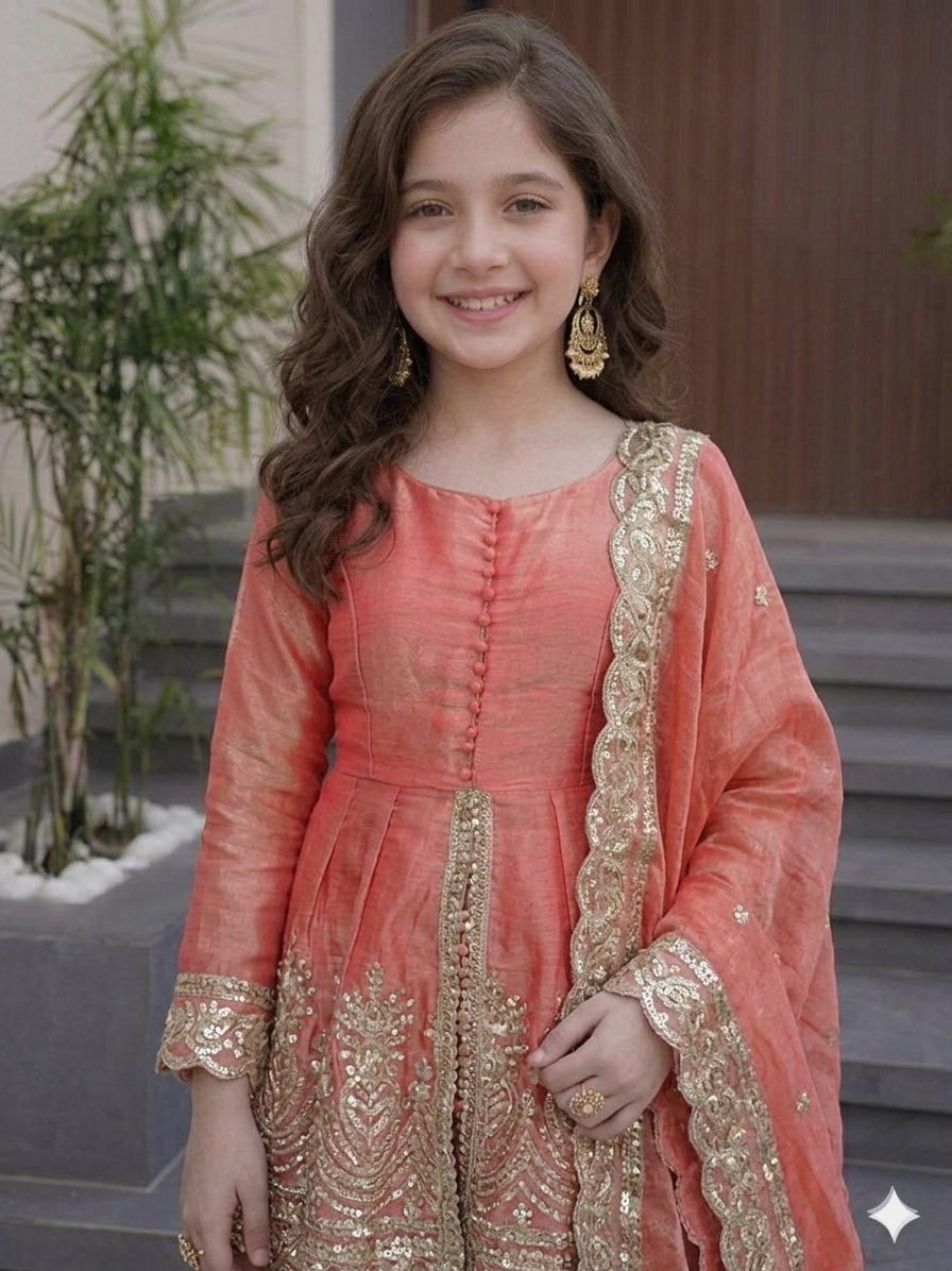 Amrah Wholesale St D No 122 Fandy Silk Girls Ethnic Dress