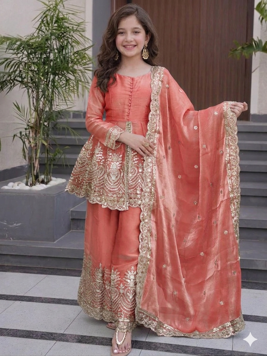 Amrah Wholesale St D No 122 Fandy Silk Girls Ethnic Dress