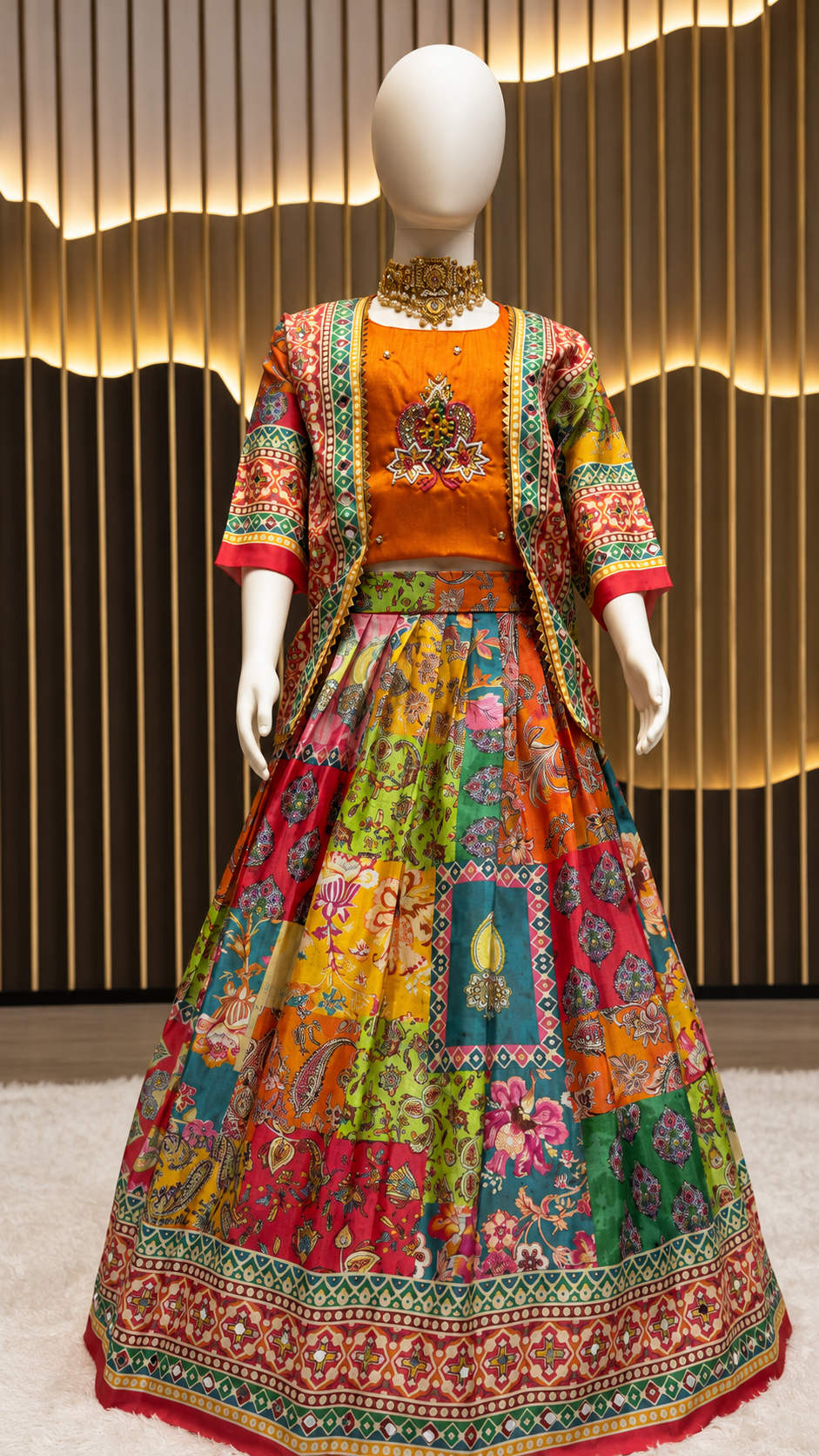 Amrah Wholesale St D No 141 Chinon Silk Kids Lehenga Choli With Koti - Amrah Wholesale