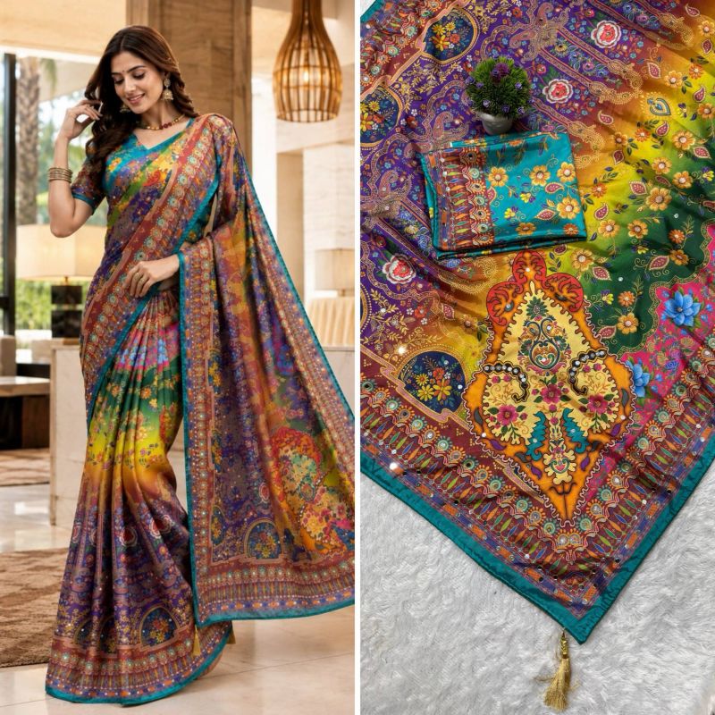Amrah Wholesale St D No 167 Soft Chinon Silk Saree