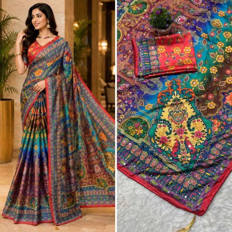 Amrah Wholesale St D No 167 Soft Chinon Silk Saree