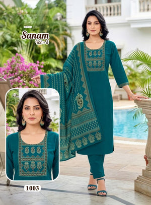 Amrah Wholesale Suman Vol 3 Dhabu Cotton Kurti Pant Dupatta Set