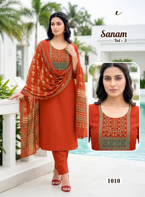Amrah Wholesale Suman Vol 3 Dhabu Cotton Kurti Pant Dupatta Set
