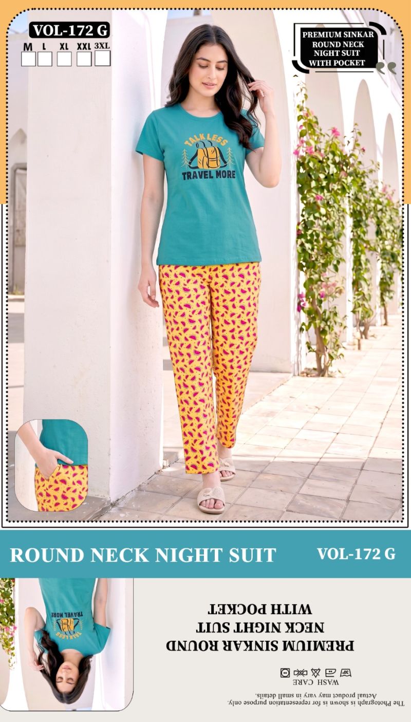 Amrah Wholesale Summer Special Vol 172 G Shinkar Hosiery Cotton Night Suit - Amrah Wholesale