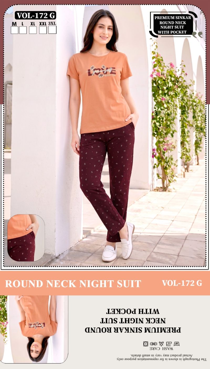 Amrah Wholesale Summer Special Vol 172 G Shinkar Hosiery Cotton Night Suit - Amrah Wholesale