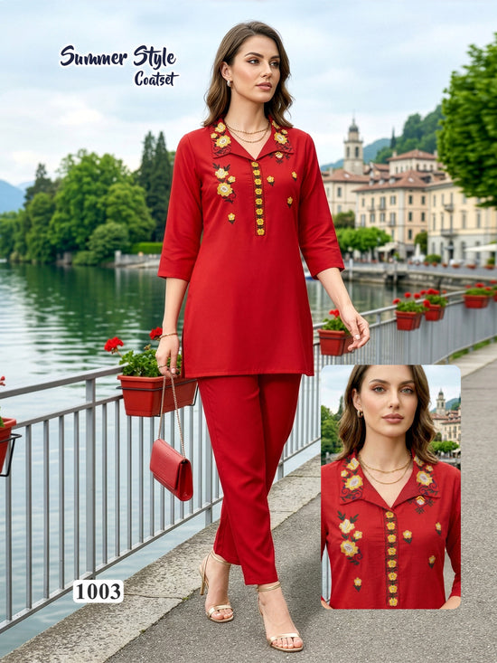 Amrah Wholesale Summer Style Vol 8 Vartican Silk Embroidered Co Ord Set