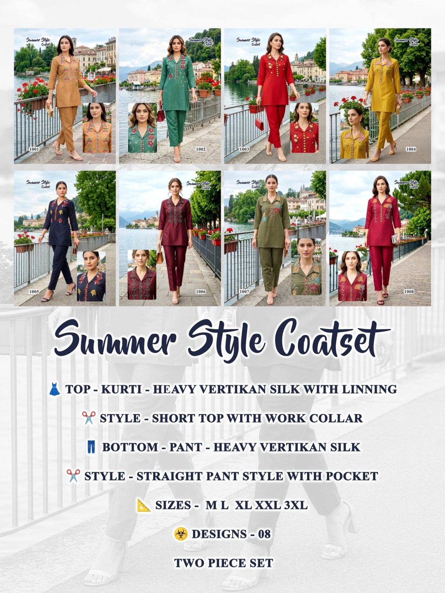 Amrah Wholesale Summer Style Vol 8 Vartican Silk Embroidered Co Ord Set - Amrah Wholesale