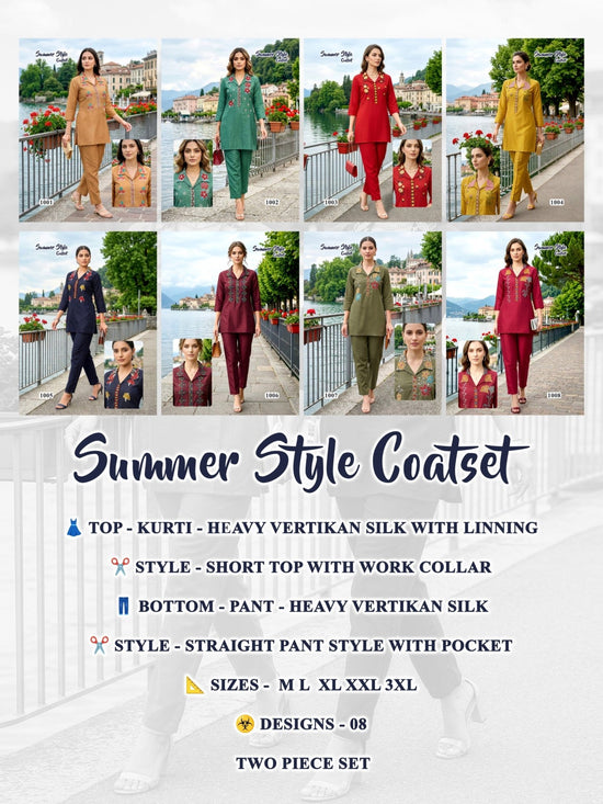 Amrah Wholesale Summer Style Vol 8 Vartican Silk Embroidered Co Ord Set - Amrah Wholesale