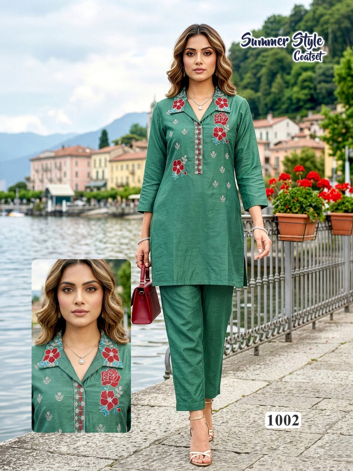 Amrah Wholesale Summer Style Vol 8 Vartican Silk Embroidered Co Ord Set - Amrah Wholesale
